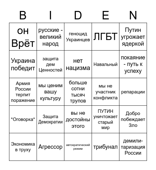 Байден 21.02.2023 Bingo Card
