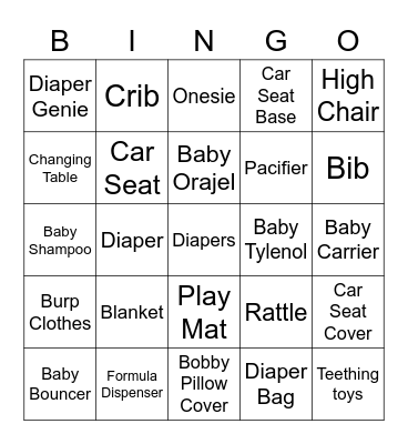 Baby Burt Presents Bingo Card