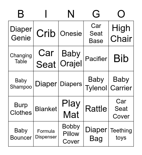 Baby Burt Presents Bingo Card