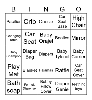 Baby Burt Presents Bingo Card