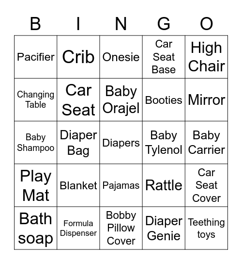 Baby Burt Presents Bingo Card