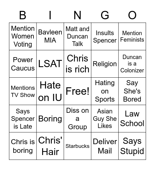 Bavleen Bingo Card
