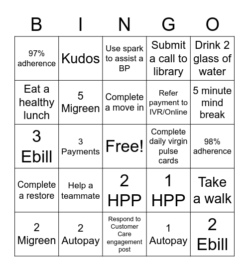 Bingo Week 2 Bingo Card