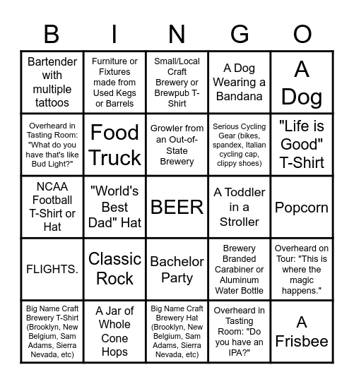 Brewery Bingo Card