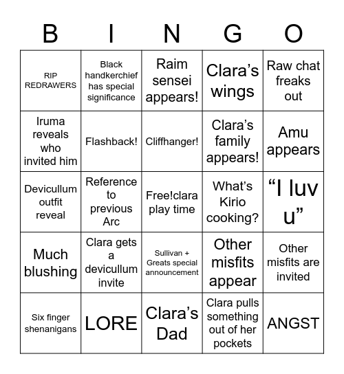 Clara Bingo! Bingo Card