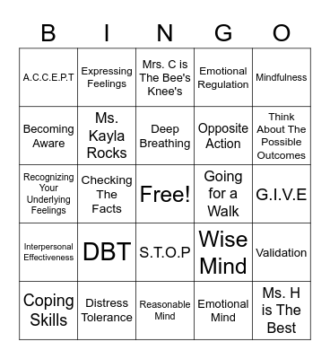 DBT BINGO Card