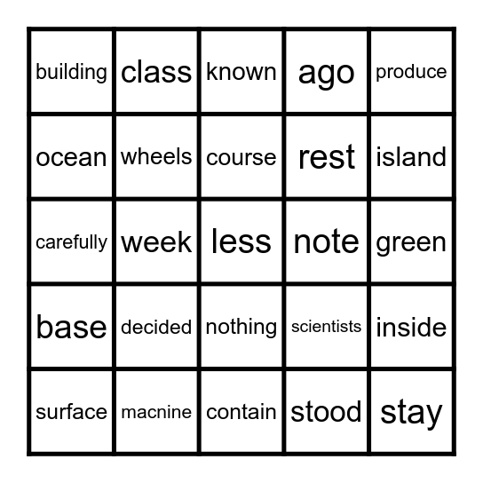 426-450 FRY WORDS Bingo Card