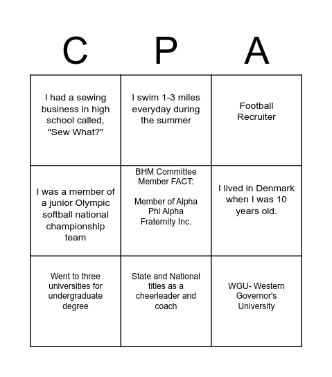 Passport of Excellence Bingo Card