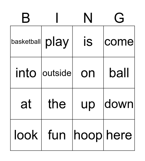 Basketball Bingo Card