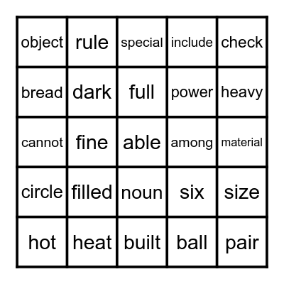 476-500 FRY WORDS Bingo Card