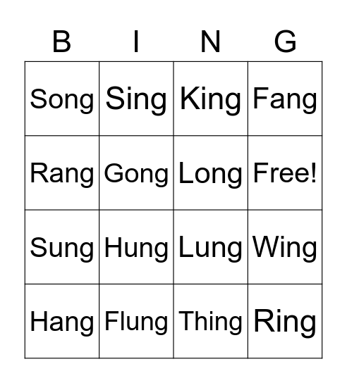 -NG Bingo Card