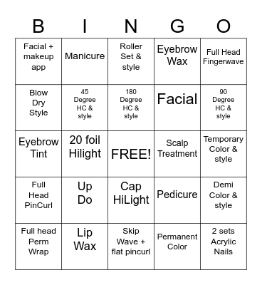 COSMETOLOGY Bingo Card