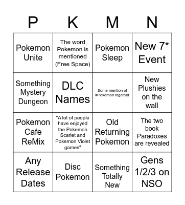 Pokemon Day Presents Bingo Card