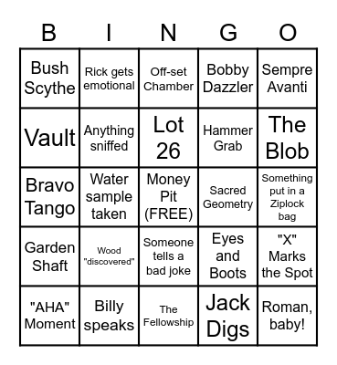 Curse of Oak Island Bingo Card