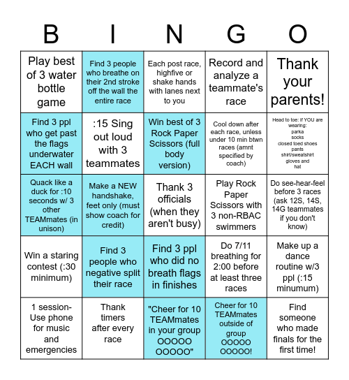 Pac Champ BINGO Card