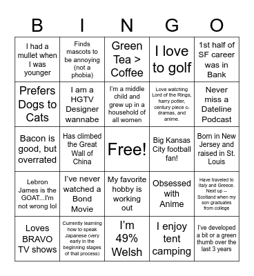 State Farm Leadership Bingo Card