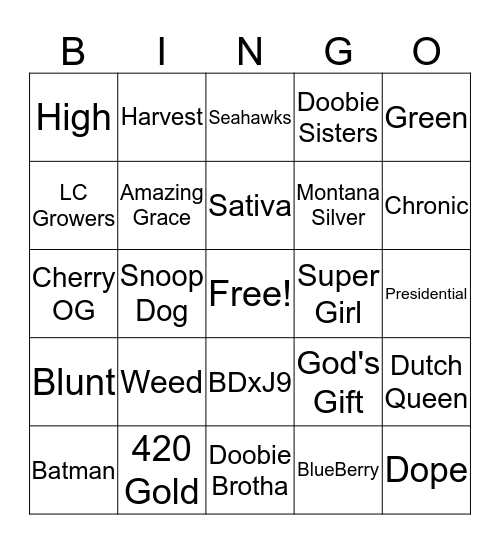 Buddy Bingo Card