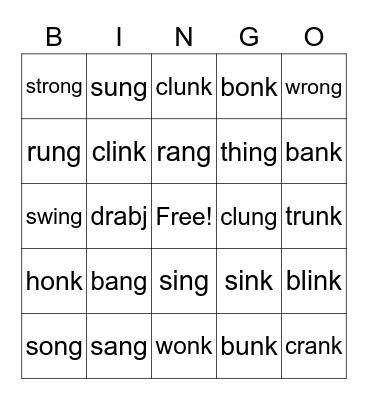 Glued Sounds Bingo Card