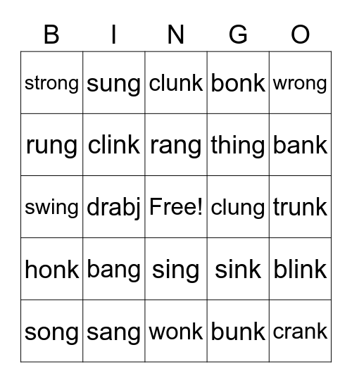 Glued Sounds Bingo Card