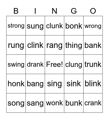 Glued Sounds Bingo Card