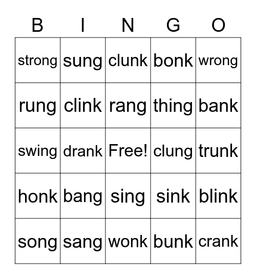 Glued Sounds Bingo Card