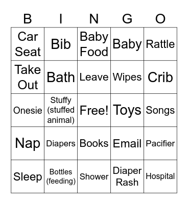 Baby Shower Bingo Card