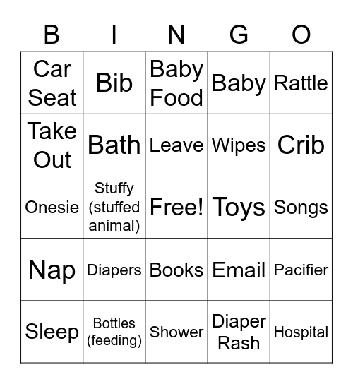 Baby Shower Bingo Card