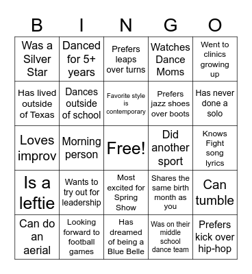 Find a Baby Belle... Bingo Card