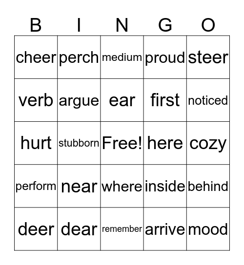 2nd Grade  December 10, 2015 bossy "r" Bingo Card