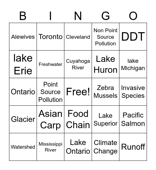 Ch.4 Great Lakes Bingo Card