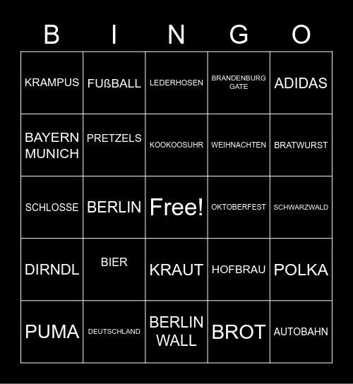 DEUTSCHLAND BINGO Card