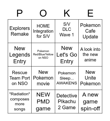 Pokemon Day Announcements Bingo Card