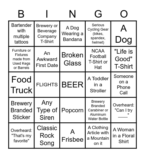 Brewery Bingo Card