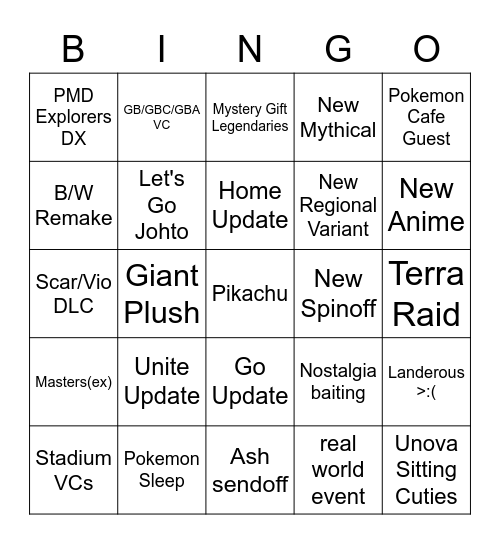 Pokemon Day 2023 Bingo Card