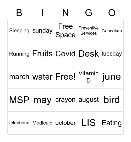 Test Bingo Card