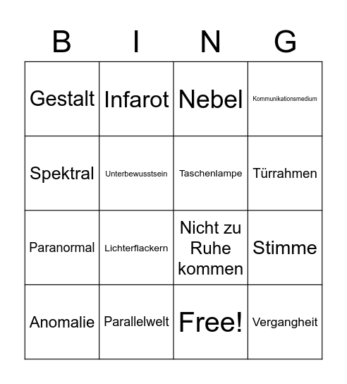 Geistermobber Bingo Card