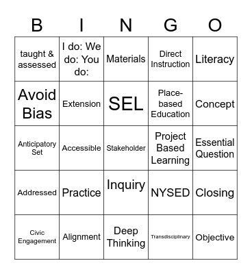 SEC 365/515 Bingo Card