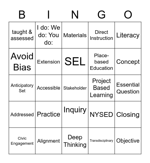 SEC 365/515 Bingo Card