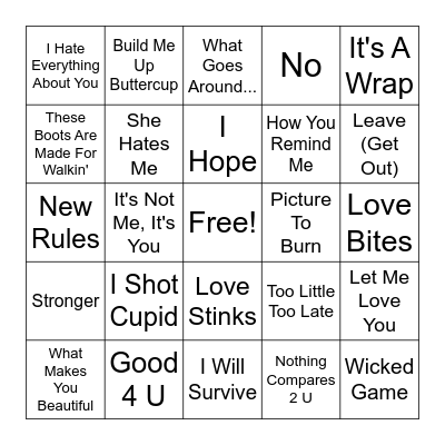 Anti-Valentine's Day Bingo Card