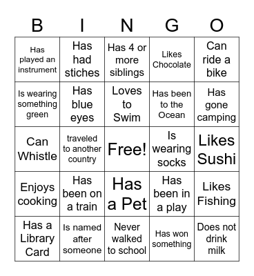 My Family Bingo Card