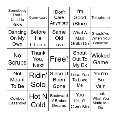 Anti-Valentine's Day Bingo Card