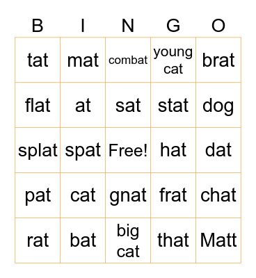 Goldfish Night Bingo Card