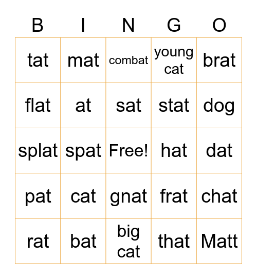 Goldfish Night Bingo Card