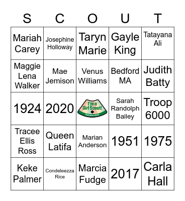 Girl Scout Black History Bingo Card
