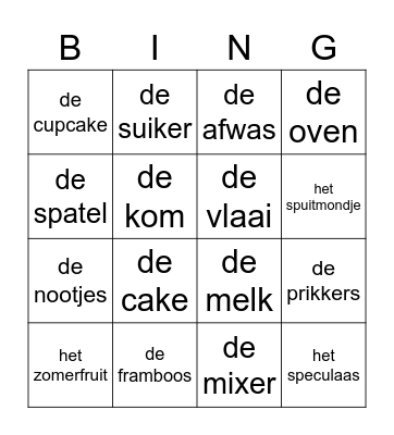 bak bingo Card