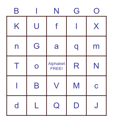 Alphabet  Bingo Card