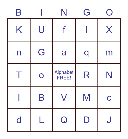 Alphabet  Bingo Card