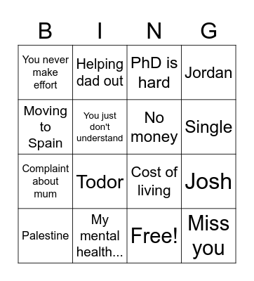 Emma Bingo Card