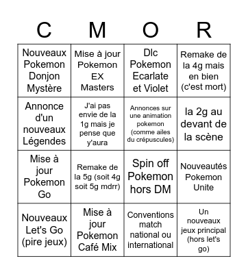 Pokemon Presents 02/2023 Bingo Card