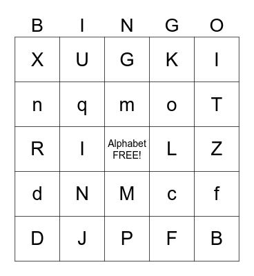 Alphabet  Bingo Card